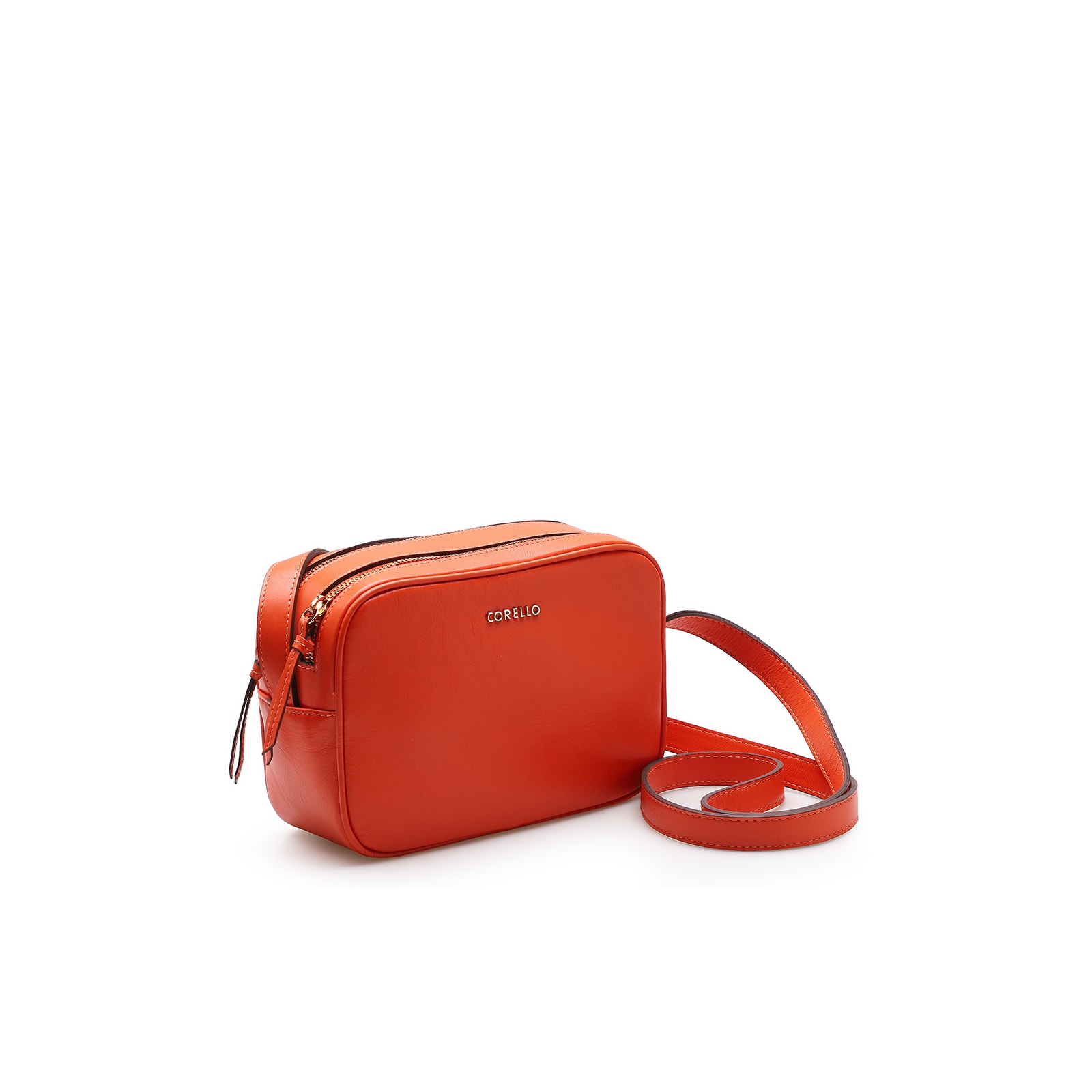Bolsa Transversal Couro Laranja