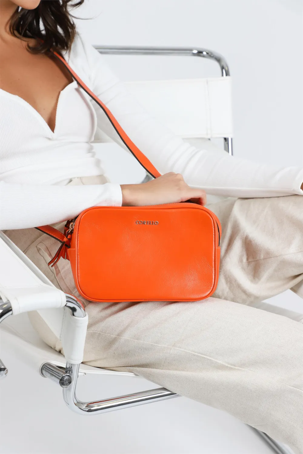 Bolsa Transversal Couro Laranja - imagem 7