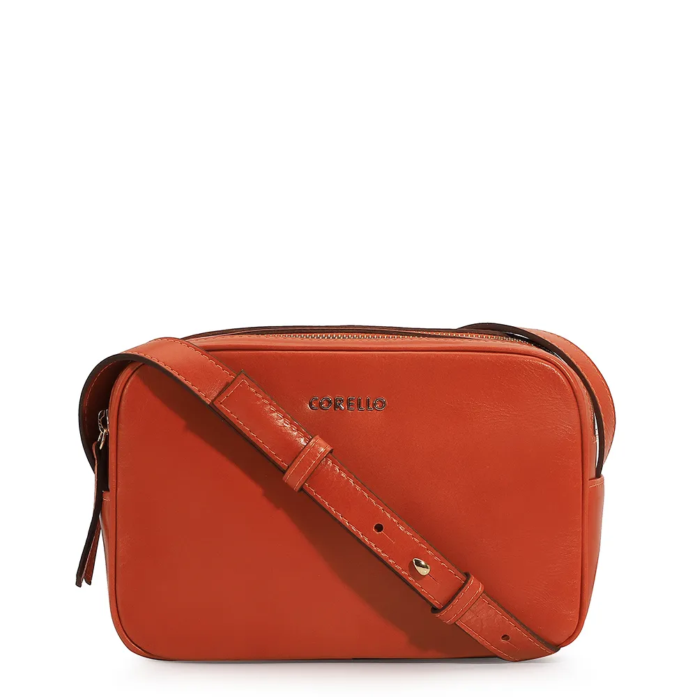 Bolsa Transversal Couro Laranja