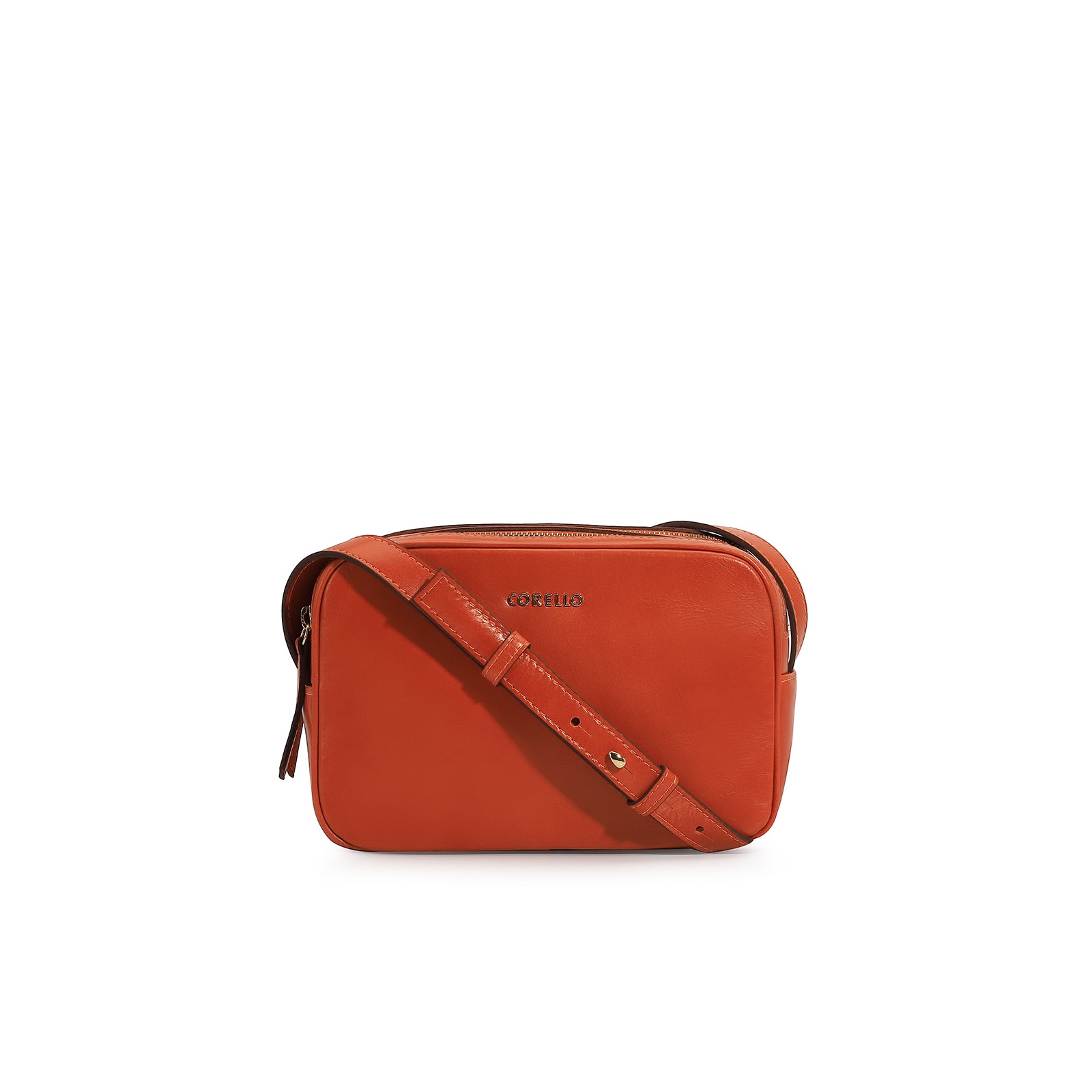 Bolsa Transversal Couro Laranja