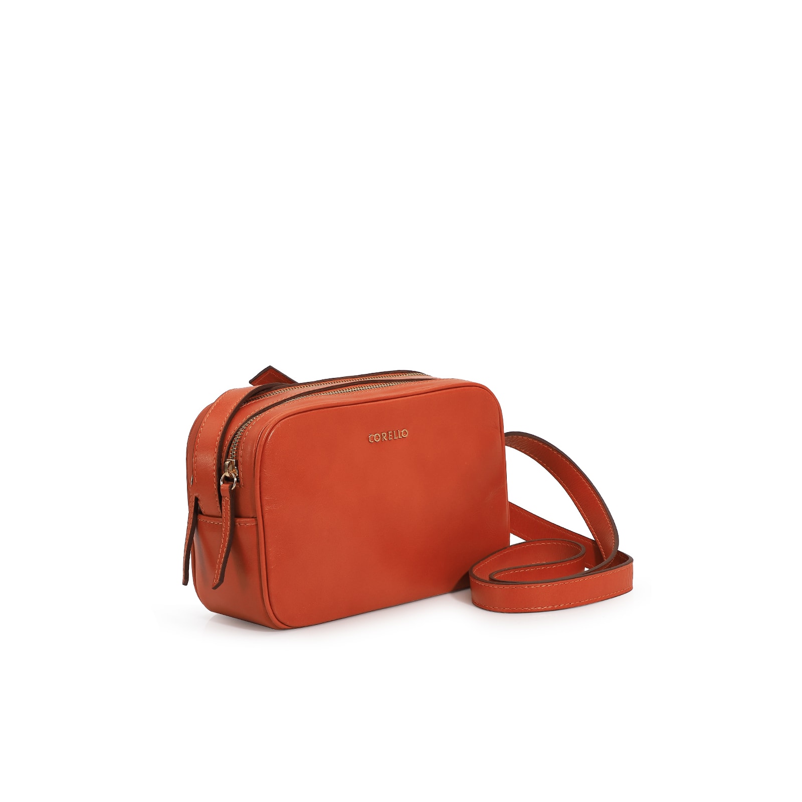 Bolsa Transversal Couro Laranja