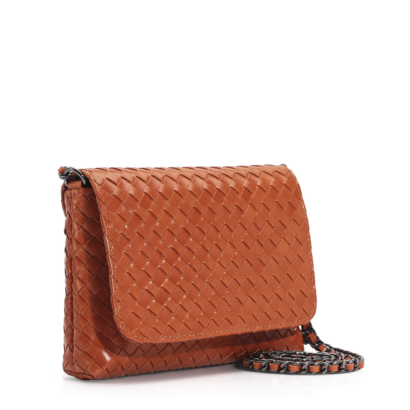 Bolsa Transversal Couro Laranja
