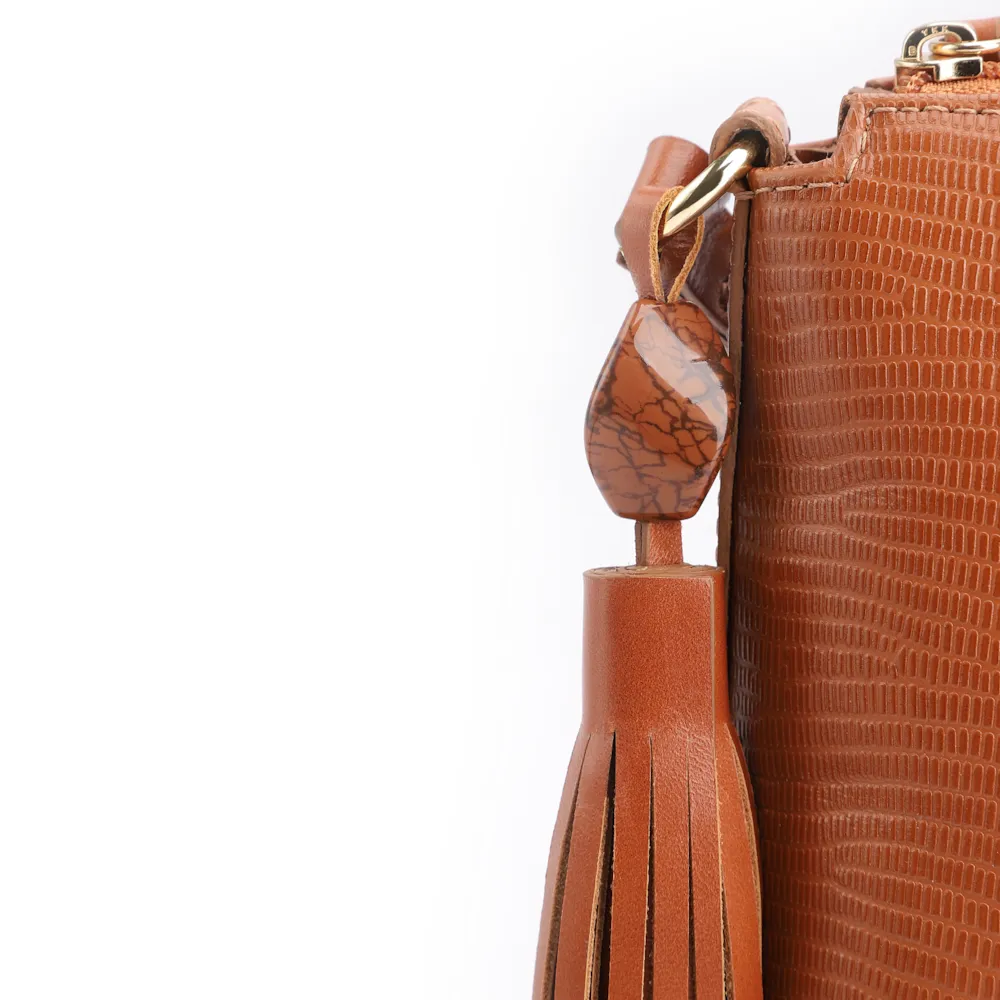 Bolsa Transversal Couro Lezard Marrom - imagem 6