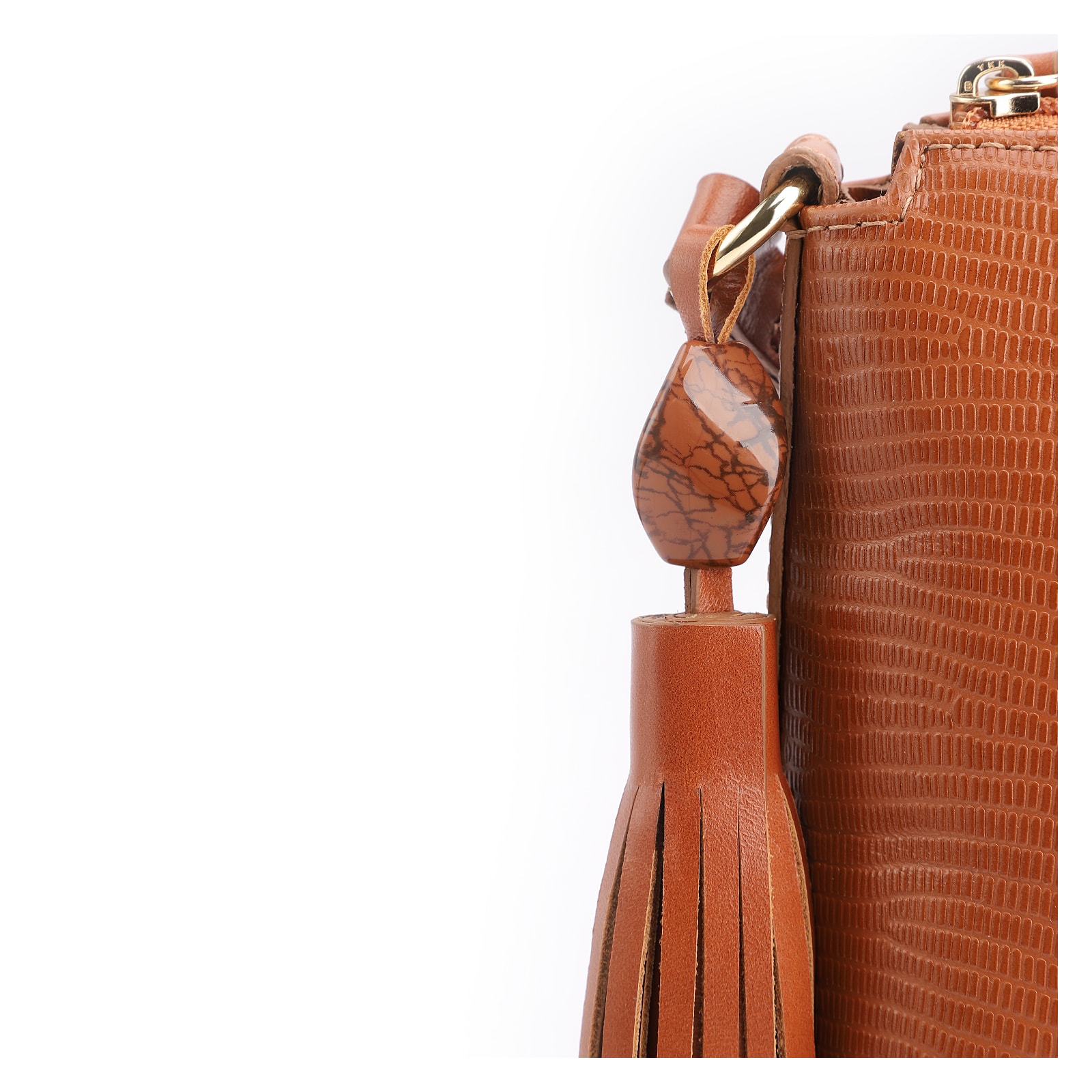 Bolsa Transversal Couro Lezard Marrom