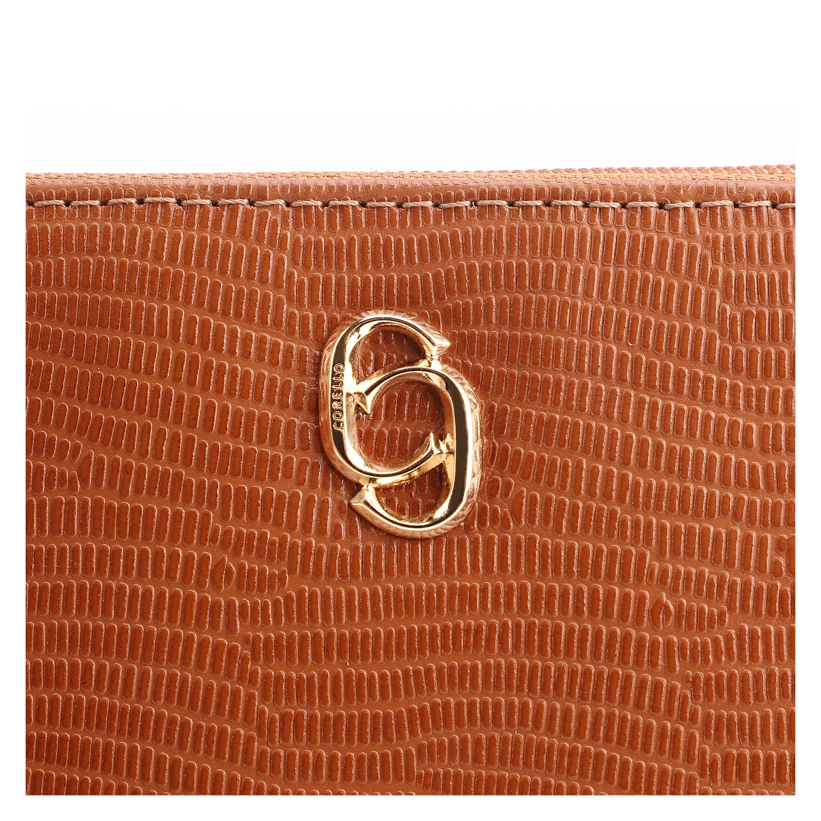 Bolsa Transversal Couro Lezard Marrom