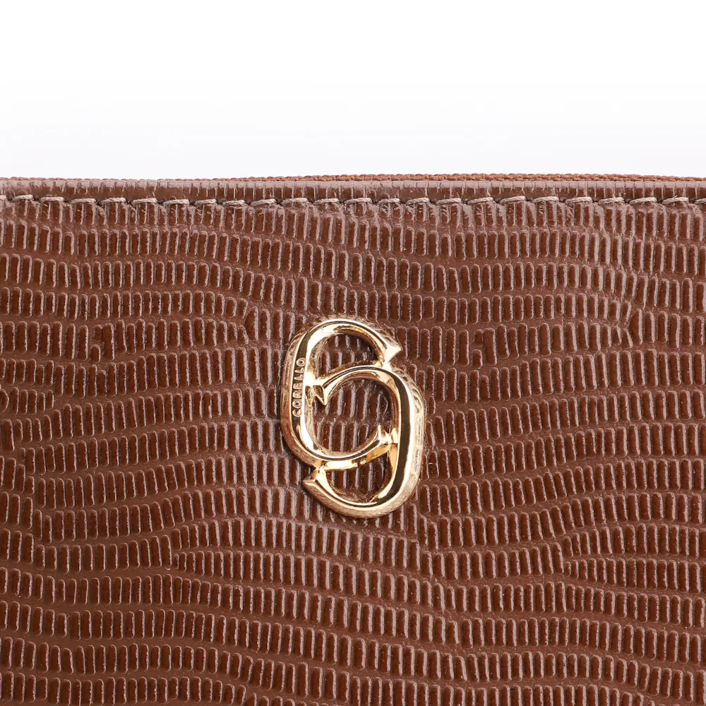 Bolsa Transversal Couro Lezard Marrom Escuro - imagem 5