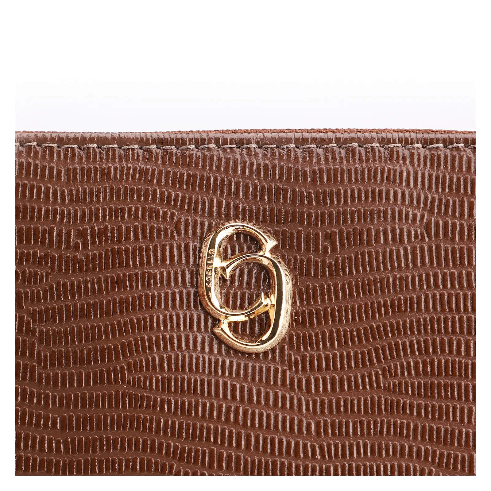 Bolsa Transversal Couro Lezard Marrom Escuro