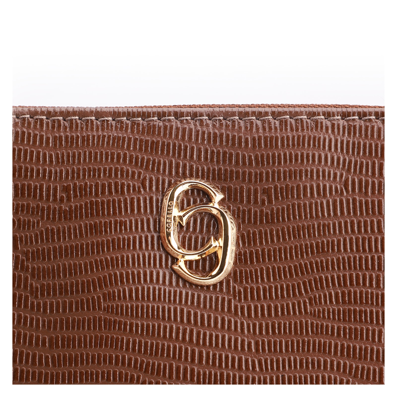 Bolsa Transversal Couro Lezard Marrom Escuro