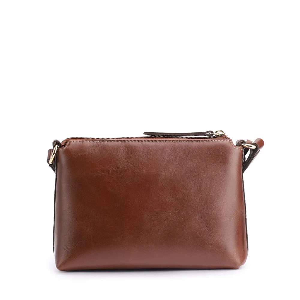Bolsa Transversal Couro Lezard Marrom Escuro - imagem 3