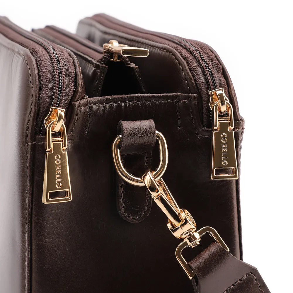  Bolsa Transversal Couro Lezard Marrom Escuro /Couro Marrom Escuro - imagem 7