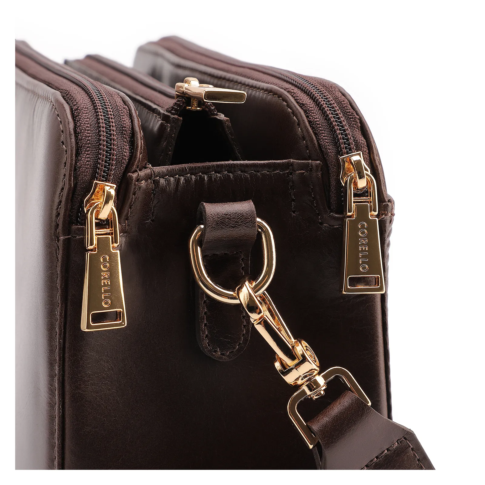 Bolsa Transversal Couro Lezard Marrom Escuro /Couro Marrom Escuro