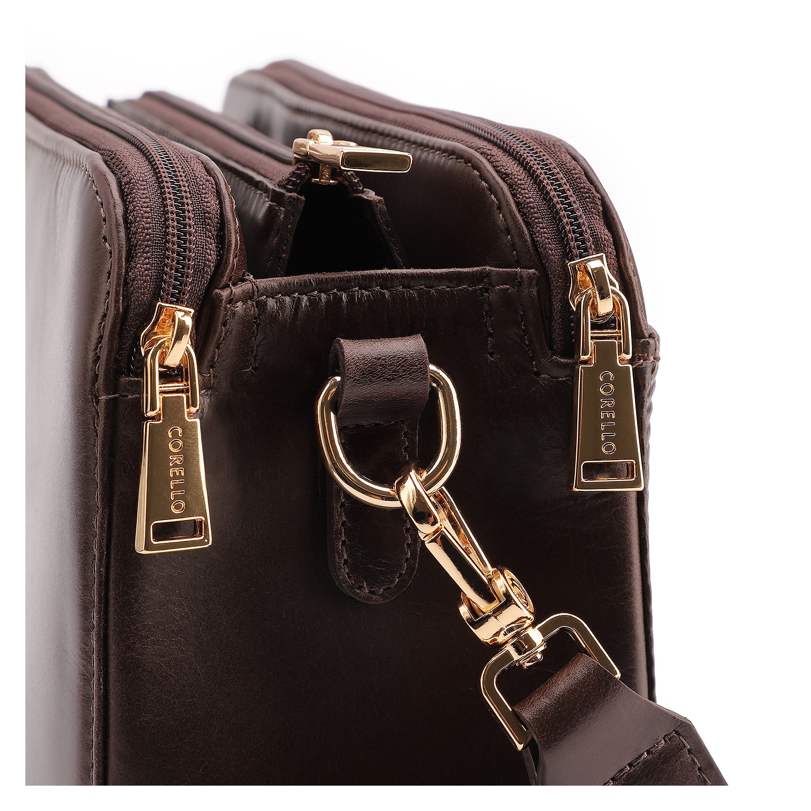 Bolsa Transversal Couro Lezard Marrom Escuro /Couro Marrom Escuro