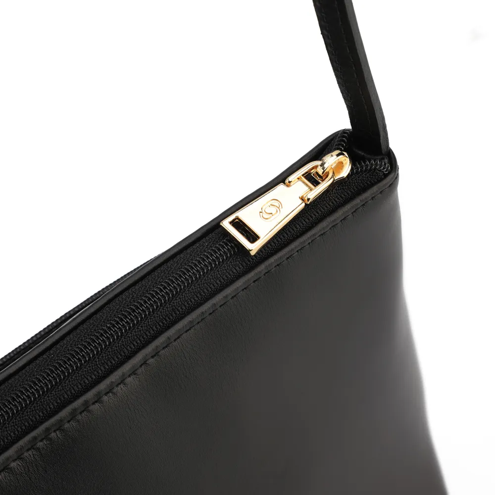 Bolsa Transversal Couro Lezard Preto/Couro Preto Tramado - imagem 5