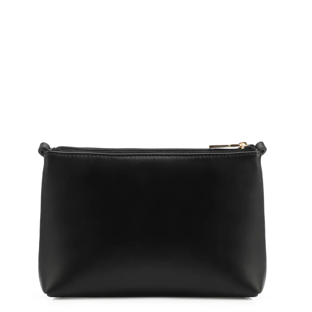 Bolsa Transversal Couro Lezard Preto/Couro Preto Tramado - imagem 3