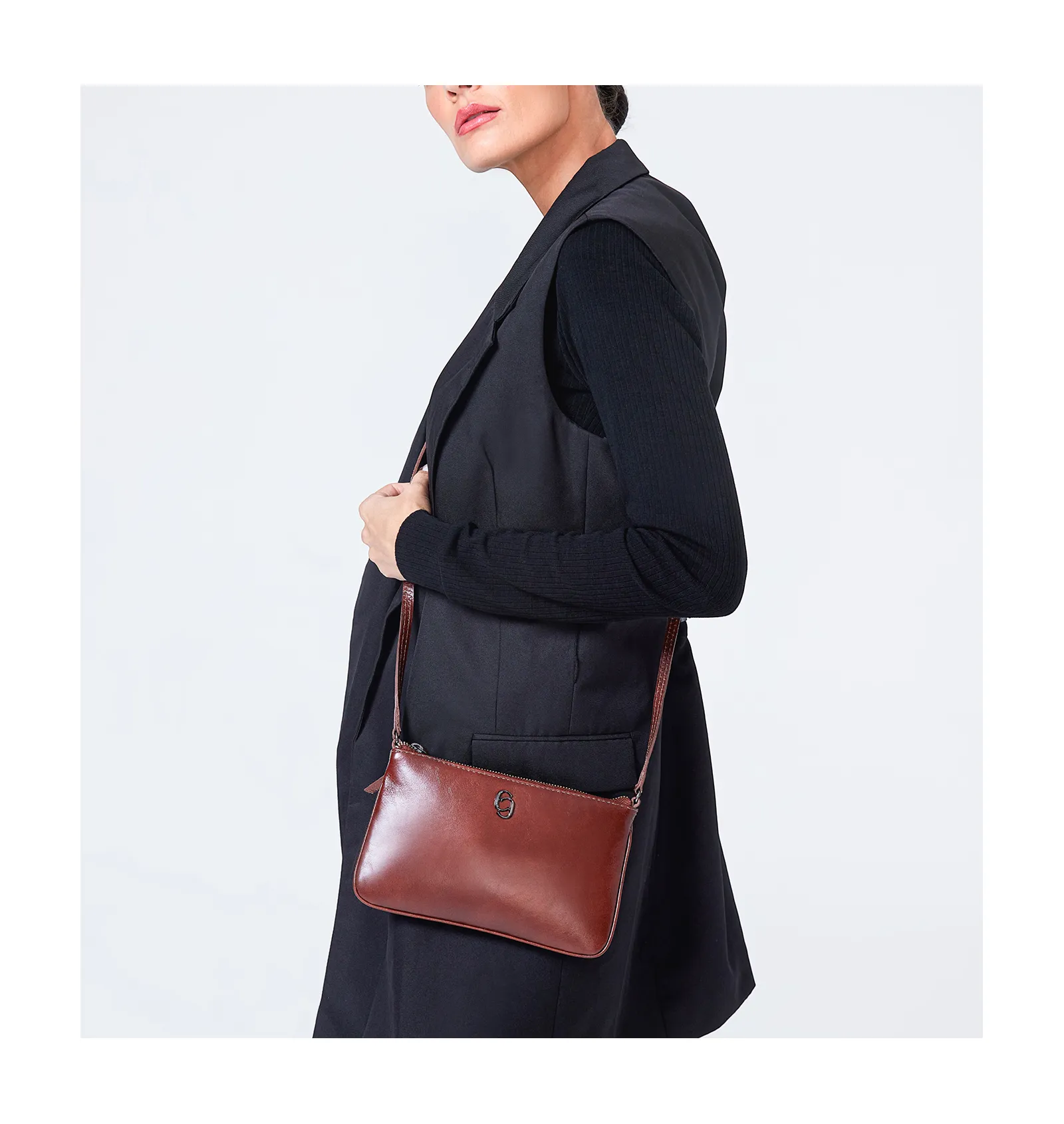 Bolsa Transversal Couro Marrom