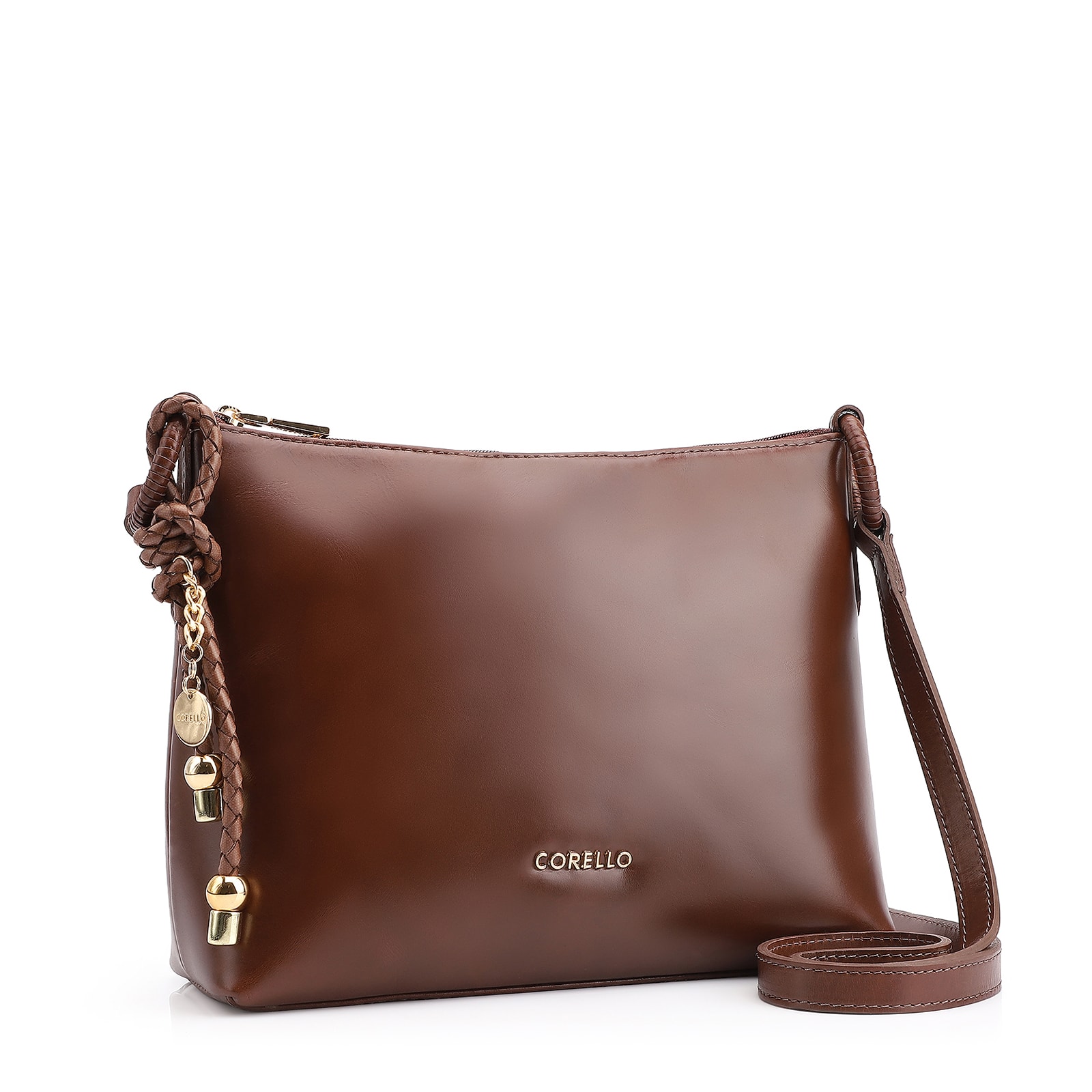  Bolsa Transversal Couro Marrom