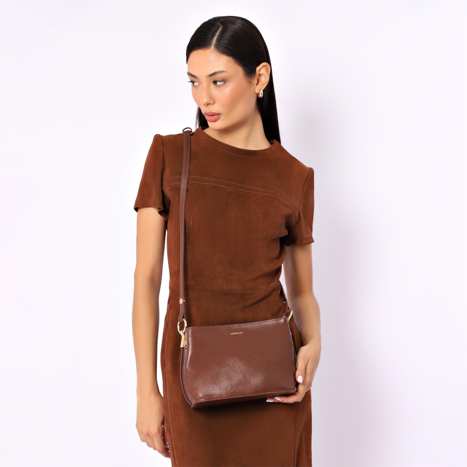 Bolsa Transversal Couro Marrom