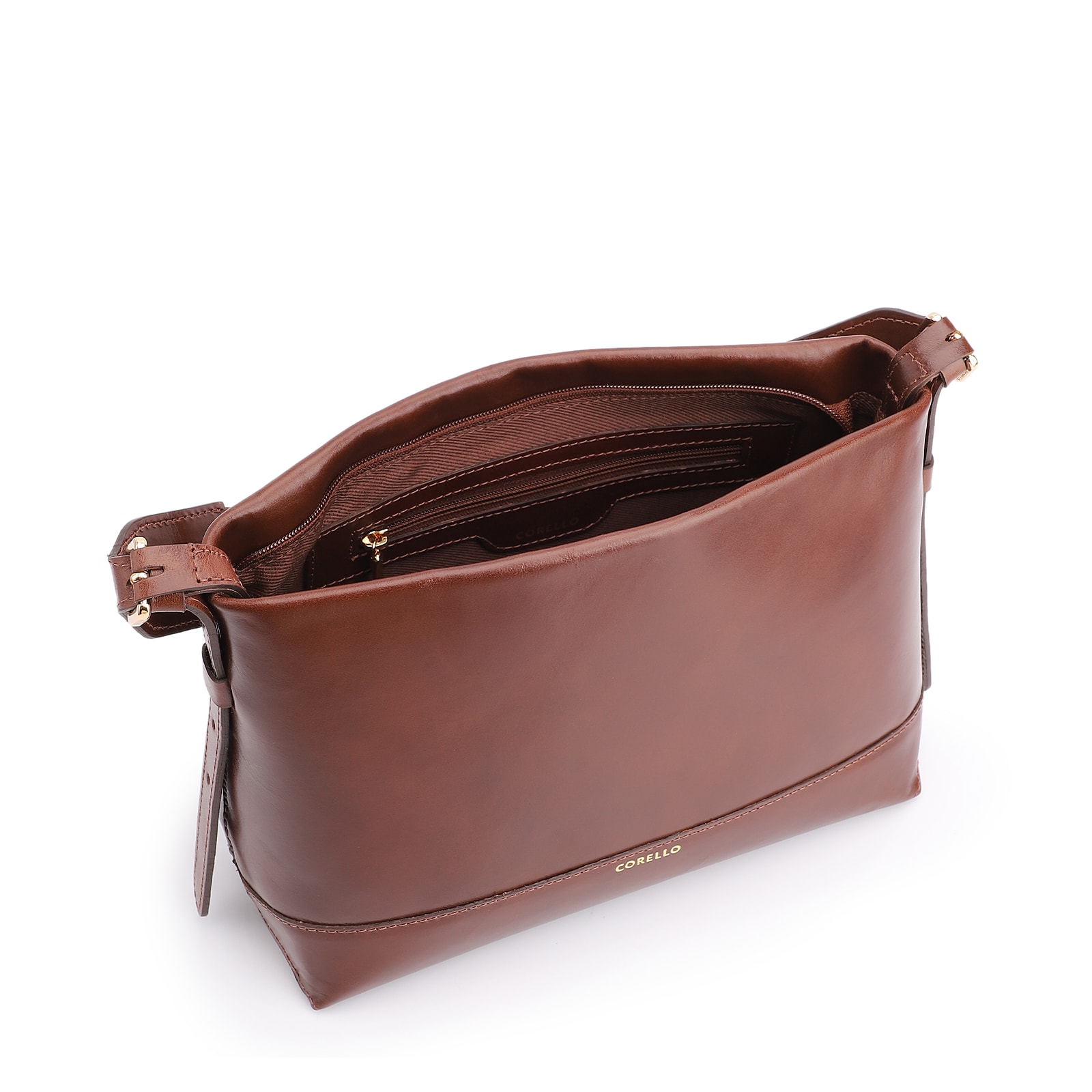 Bolsa Transversal Couro Marrom/Alça Alt Tramado Marrom