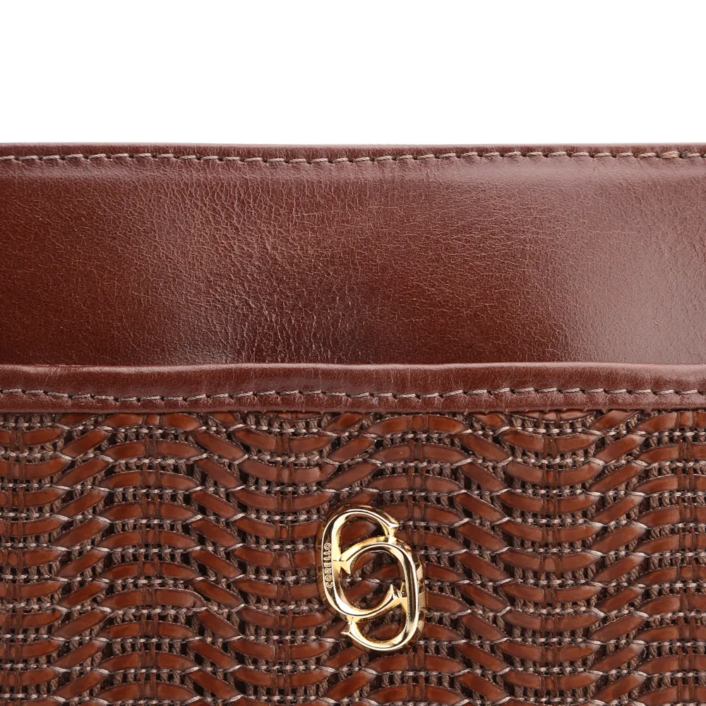 Bolsa Transversal Couro Marrom/Alt Tramado Marrom - imagem 6