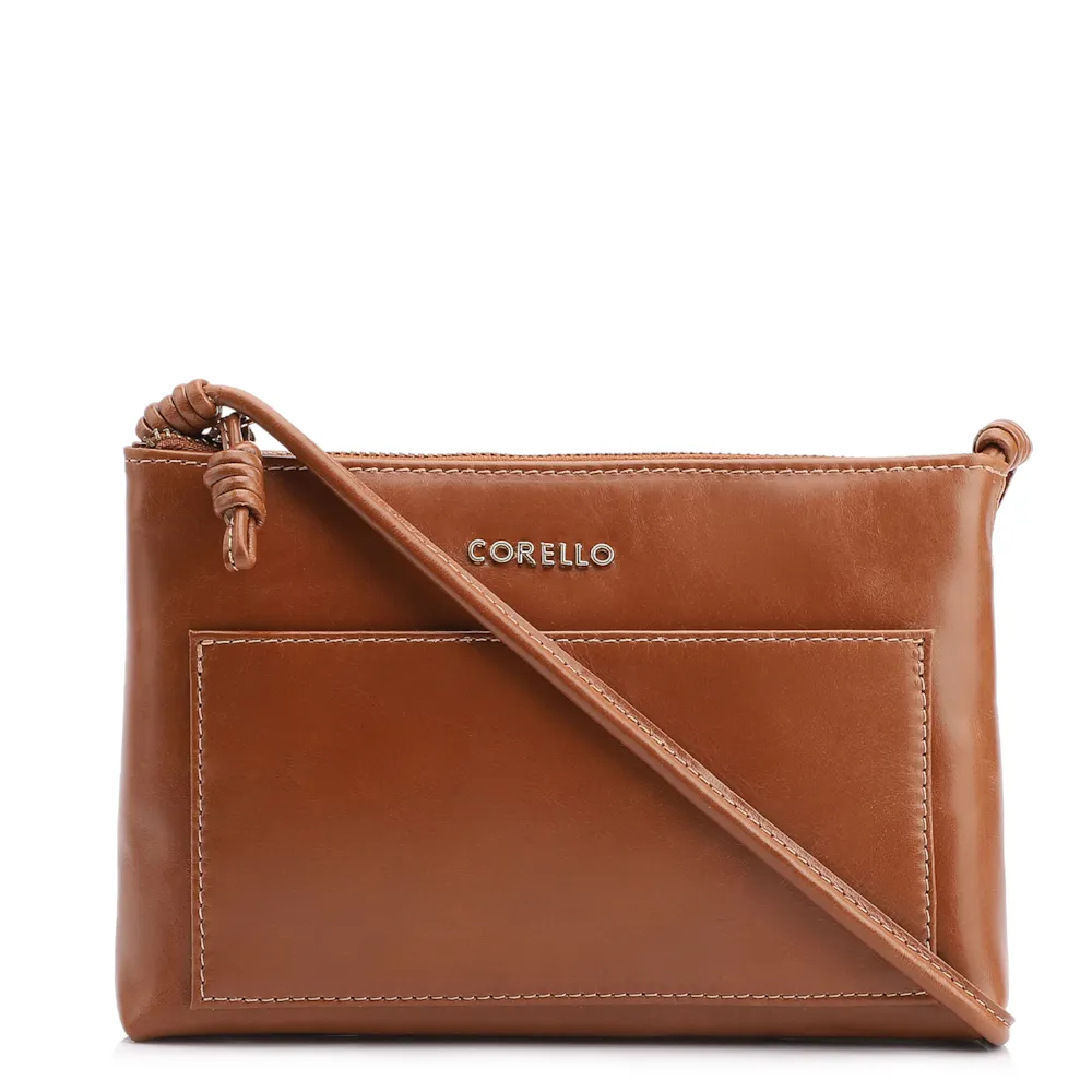 Bolsa Transversal Couro Marrom Claro