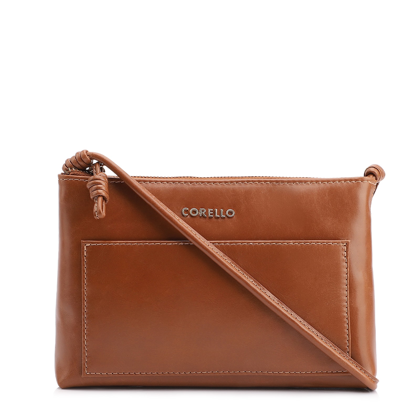 Bolsa Transversal Couro Marrom Claro