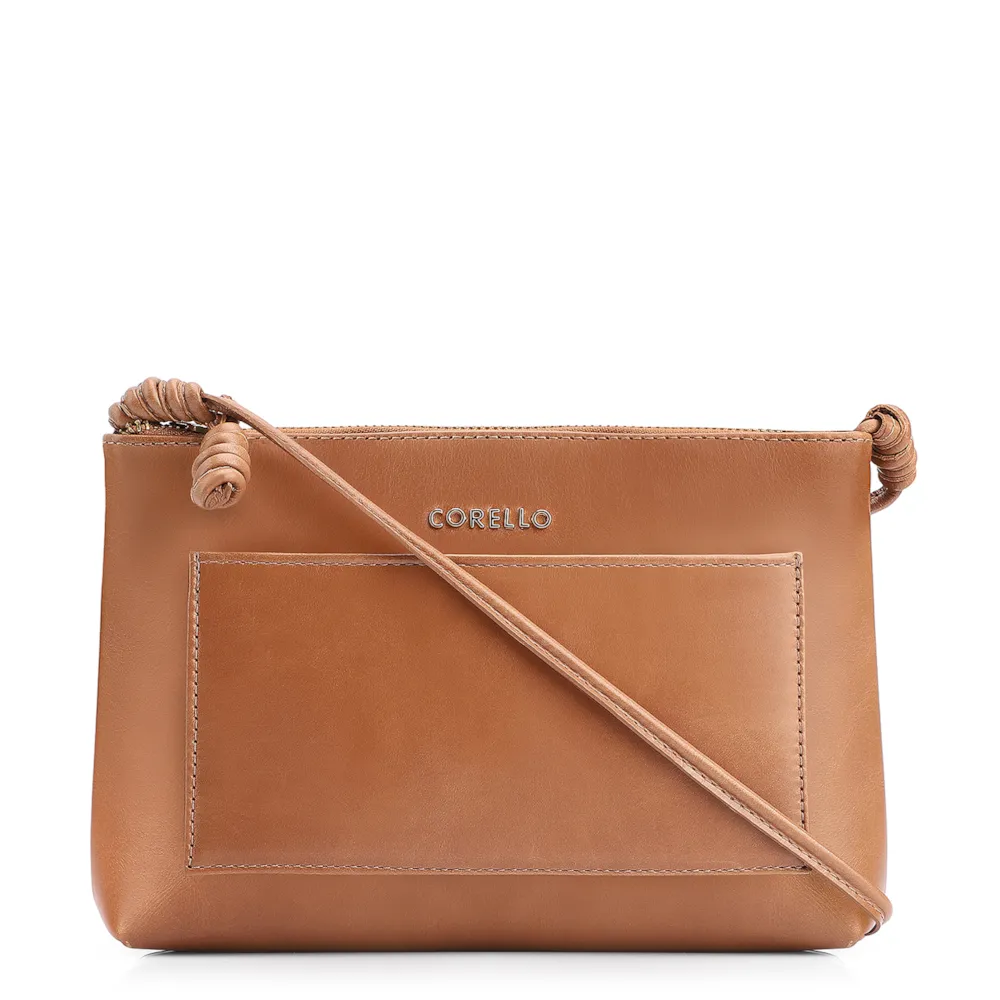 Bolsa Transversal Couro Marrom Claro