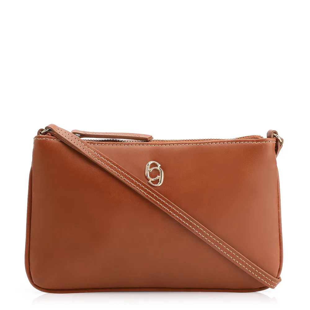 Bolsa Transversal Couro Marrom Claro