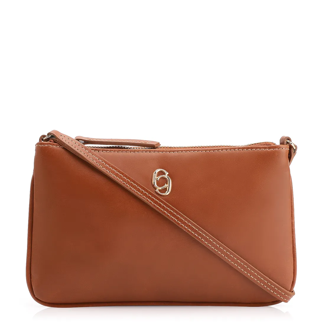Bolsa Transversal Couro Marrom Claro