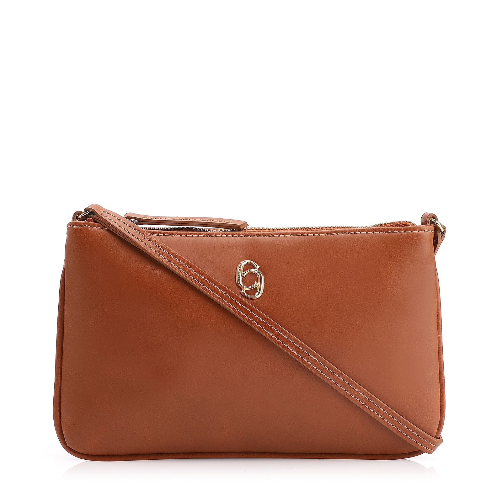 Bolsa Transversal Couro Marrom Claro