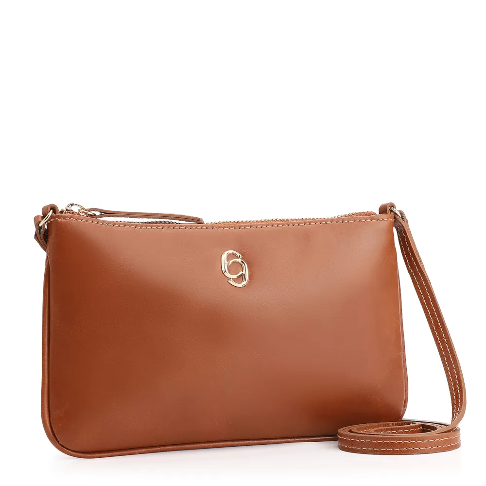 Bolsa Transversal Couro Marrom Claro - imagem 2