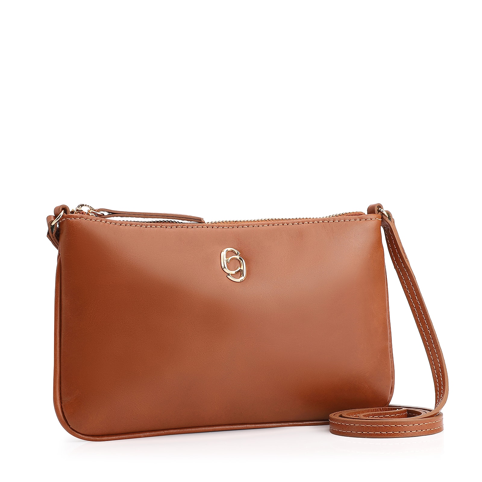 Bolsa Transversal Couro Marrom Claro