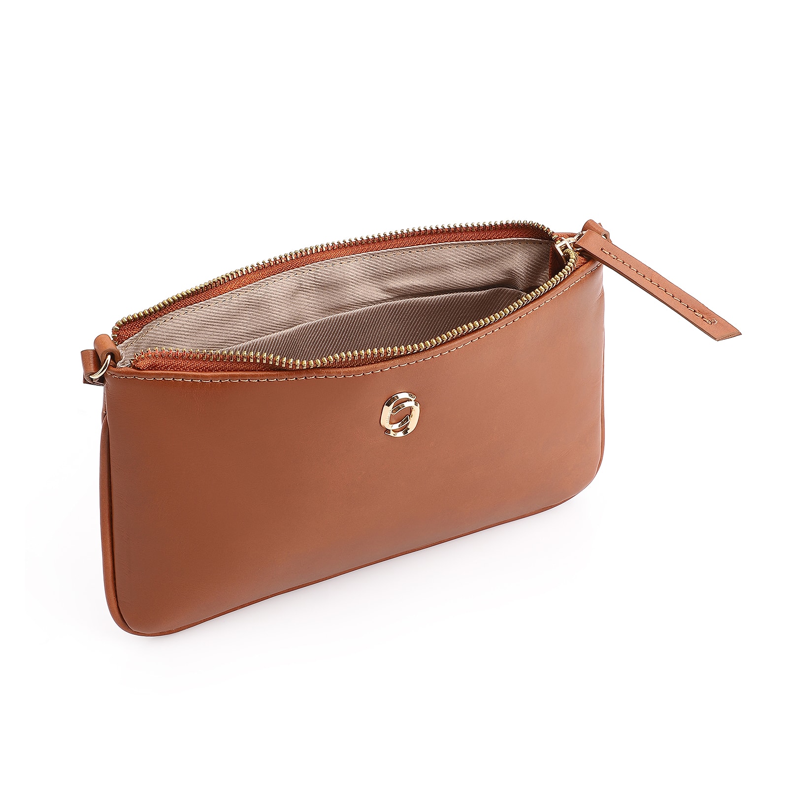 Bolsa Transversal Couro Marrom Claro