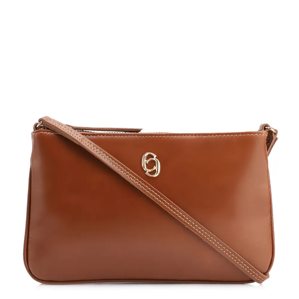 Bolsa Transversal Couro Marrom Claro