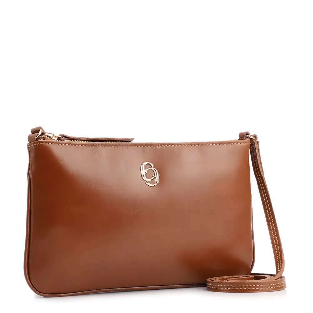 Bolsa Transversal Couro Marrom Claro - imagem 2