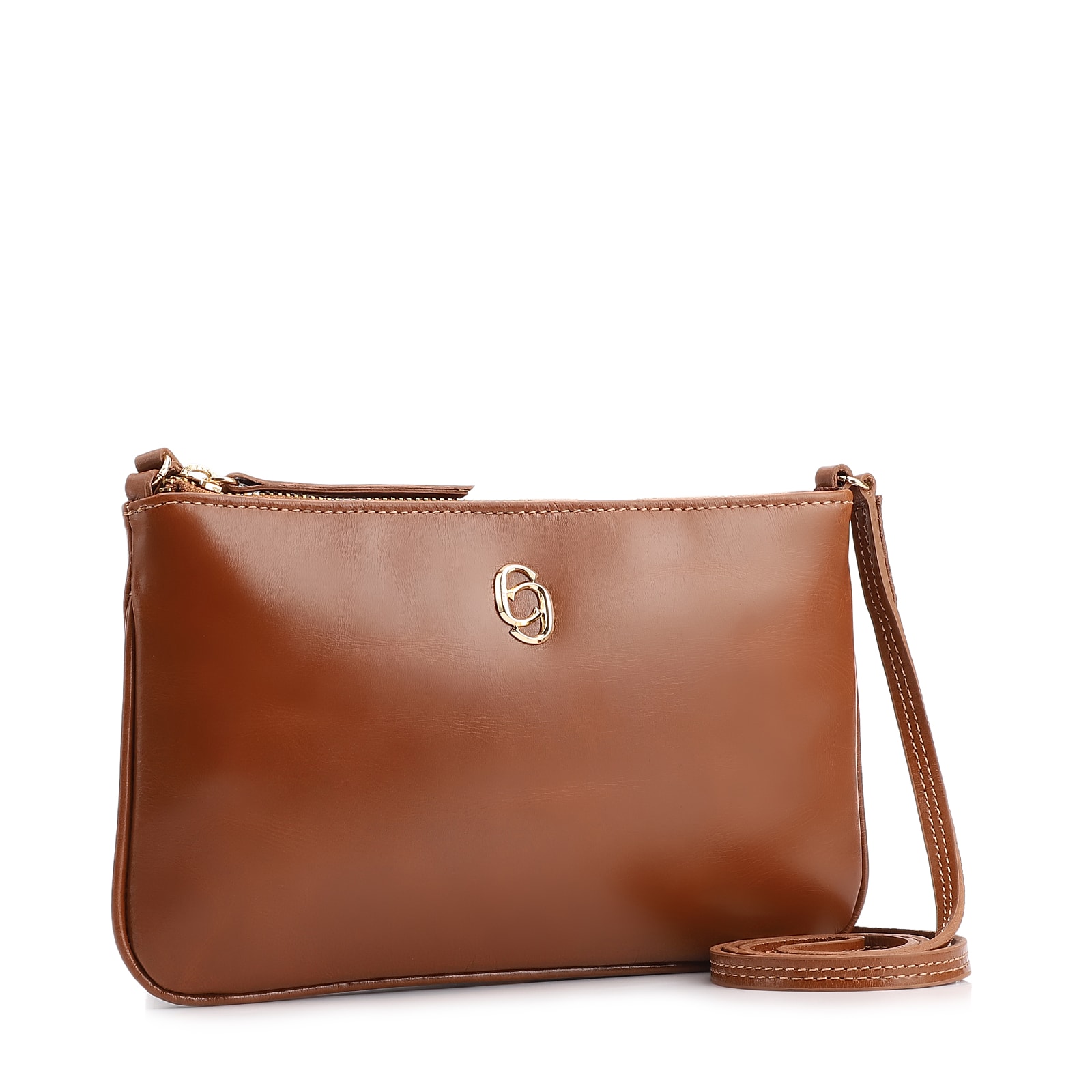Bolsa Transversal Couro Marrom Claro