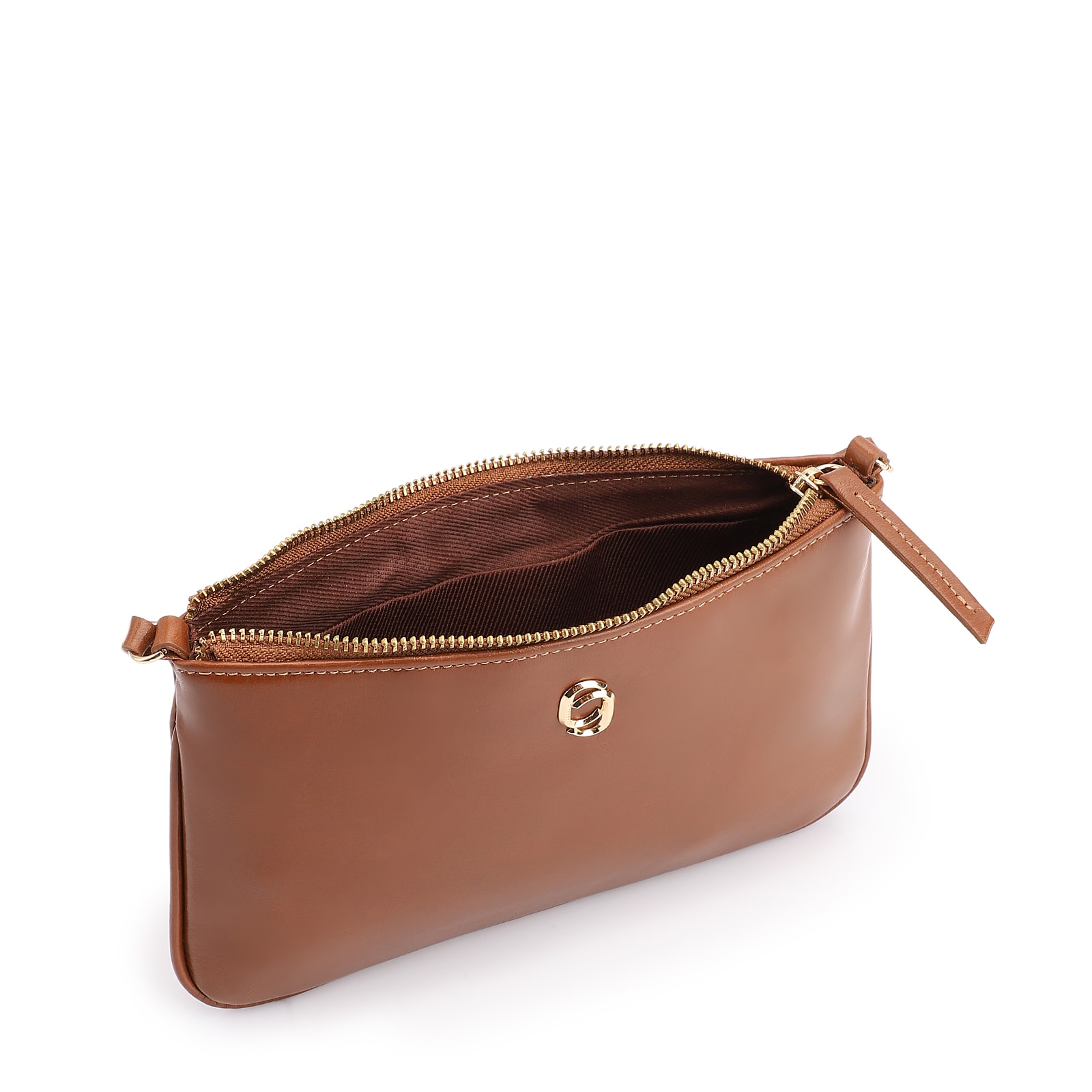 Bolsa Transversal Couro Marrom Claro