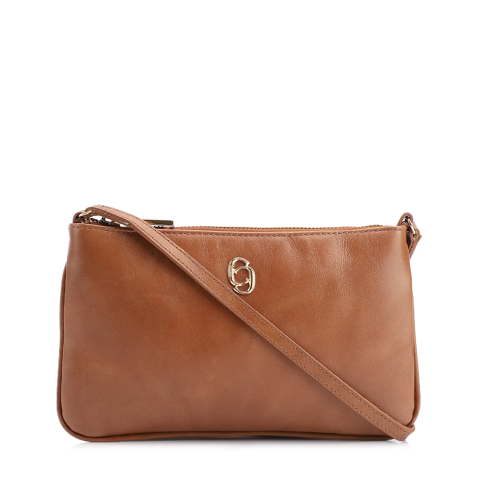 Bolsa Transversal Couro Marrom Claro