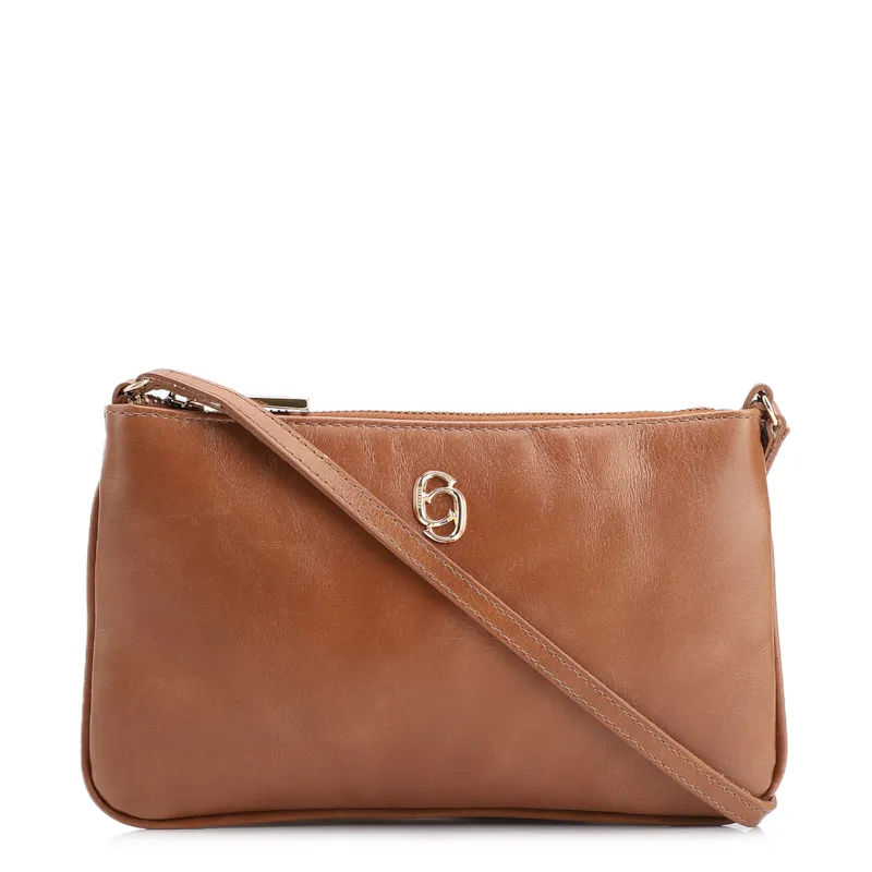 Bolsa Transversal Couro Marrom Claro