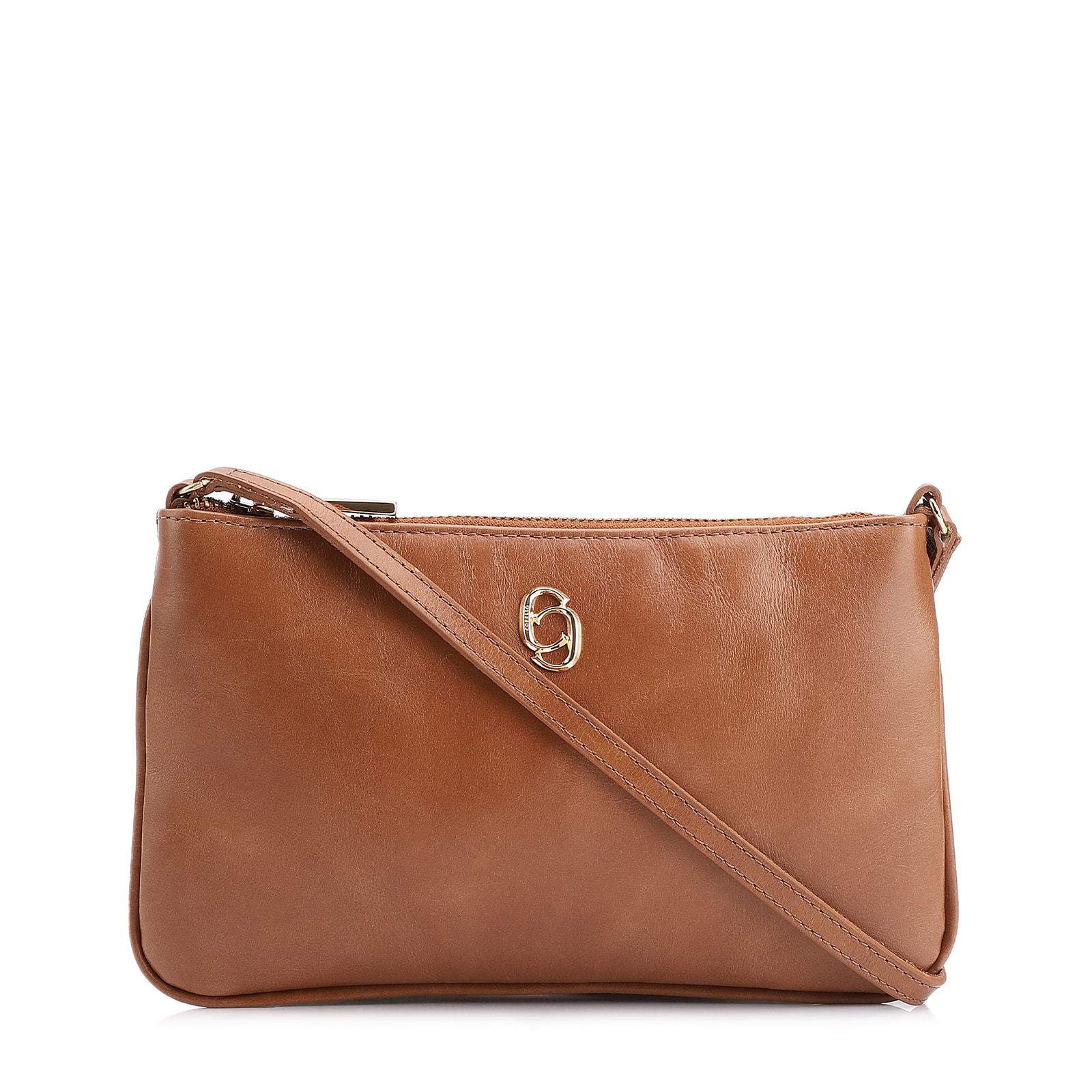 Bolsa Transversal Couro Marrom Claro