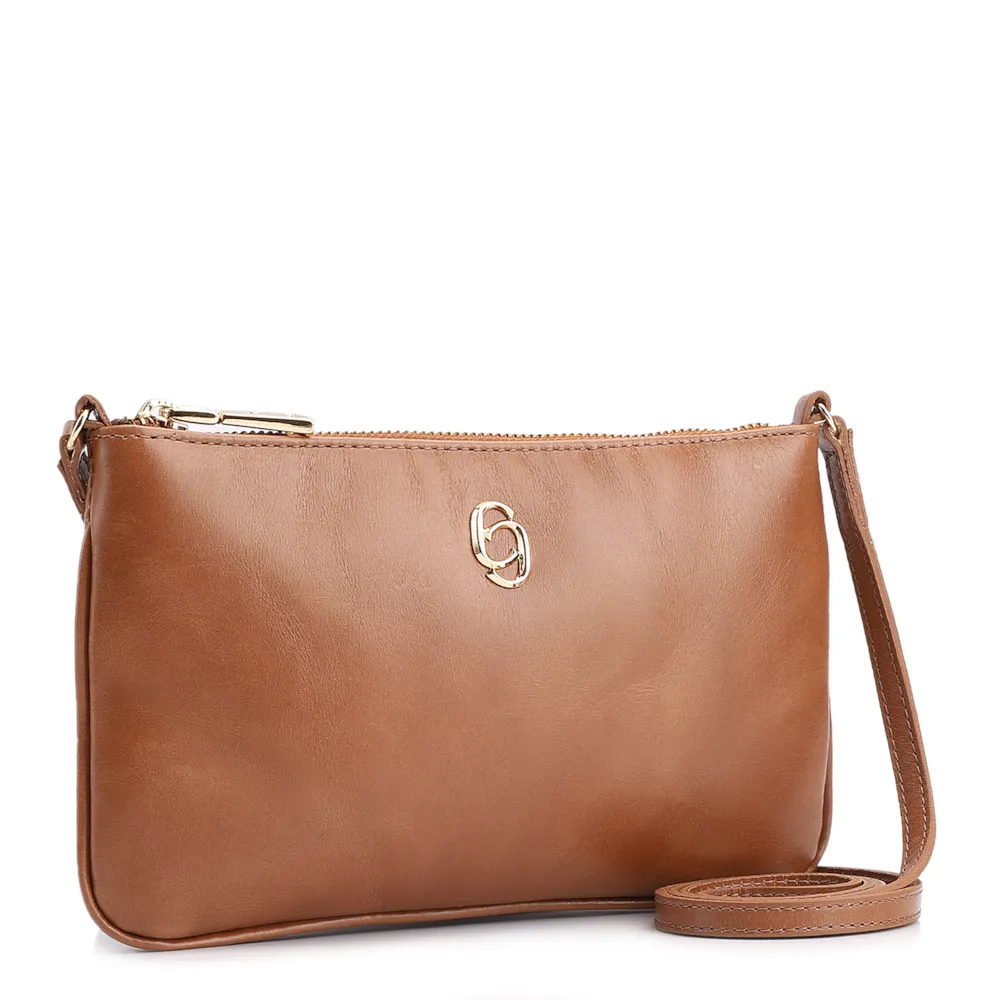 Bolsa Transversal Couro Marrom Claro - imagem 2