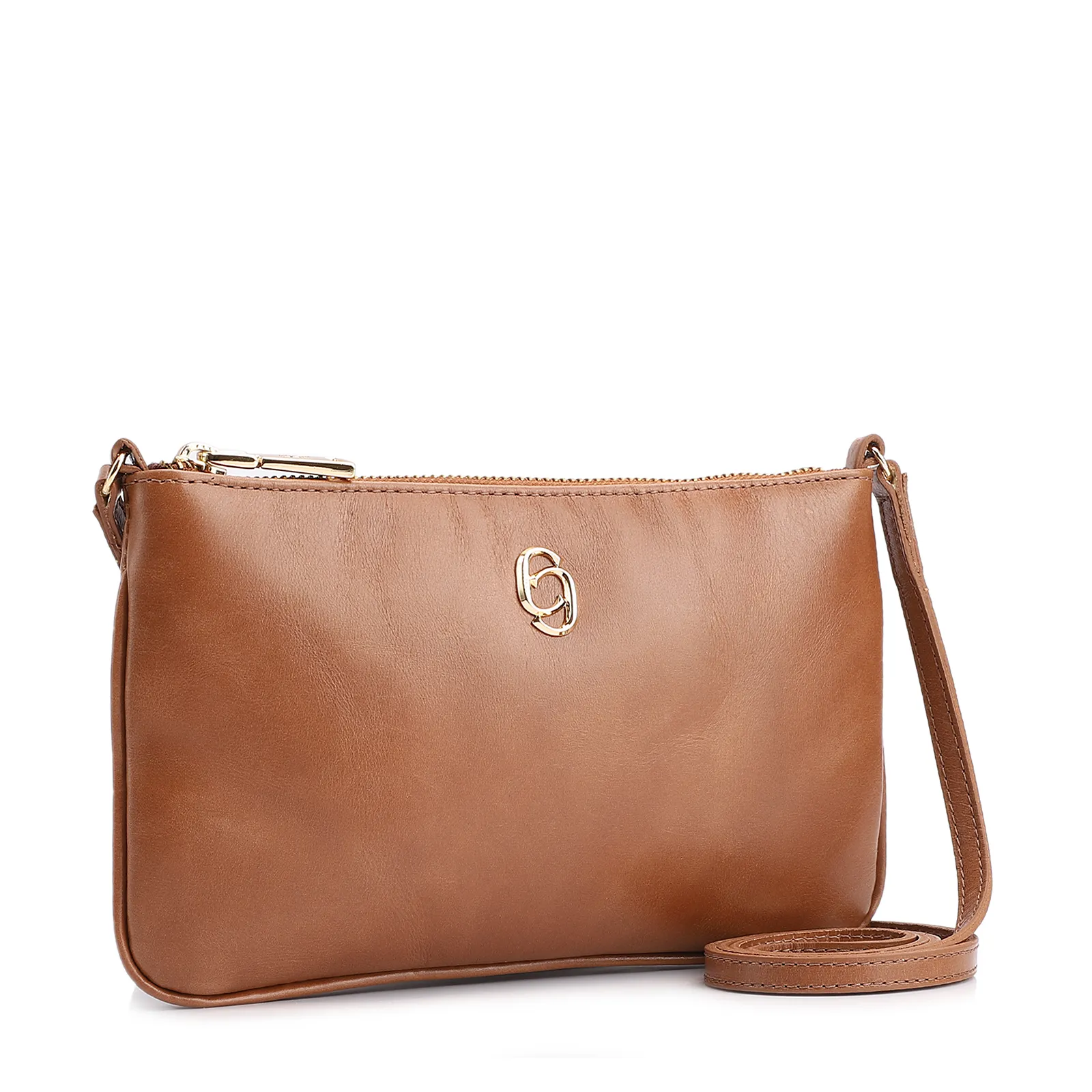 Bolsa Transversal Couro Marrom Claro
