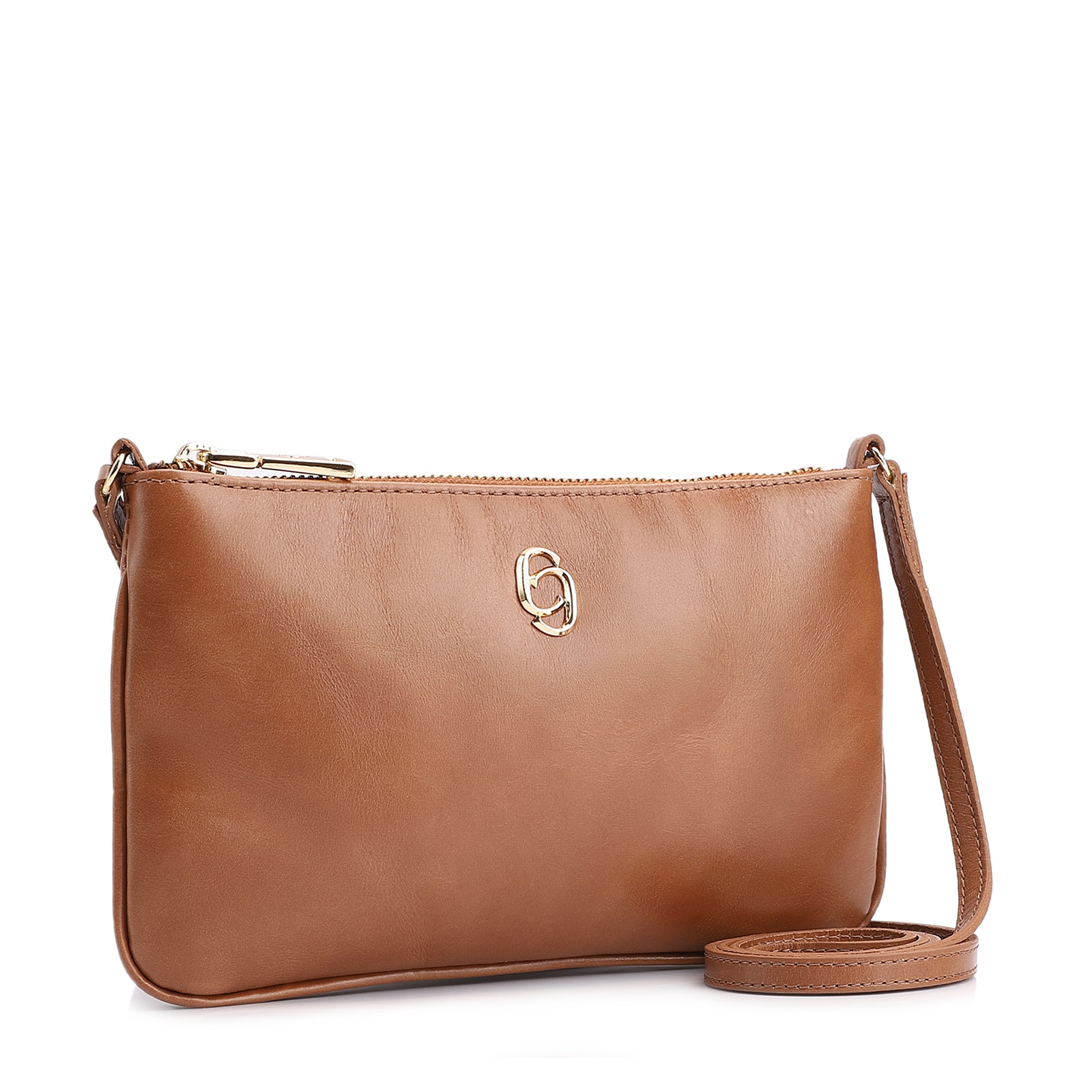 Bolsa Transversal Couro Marrom Claro