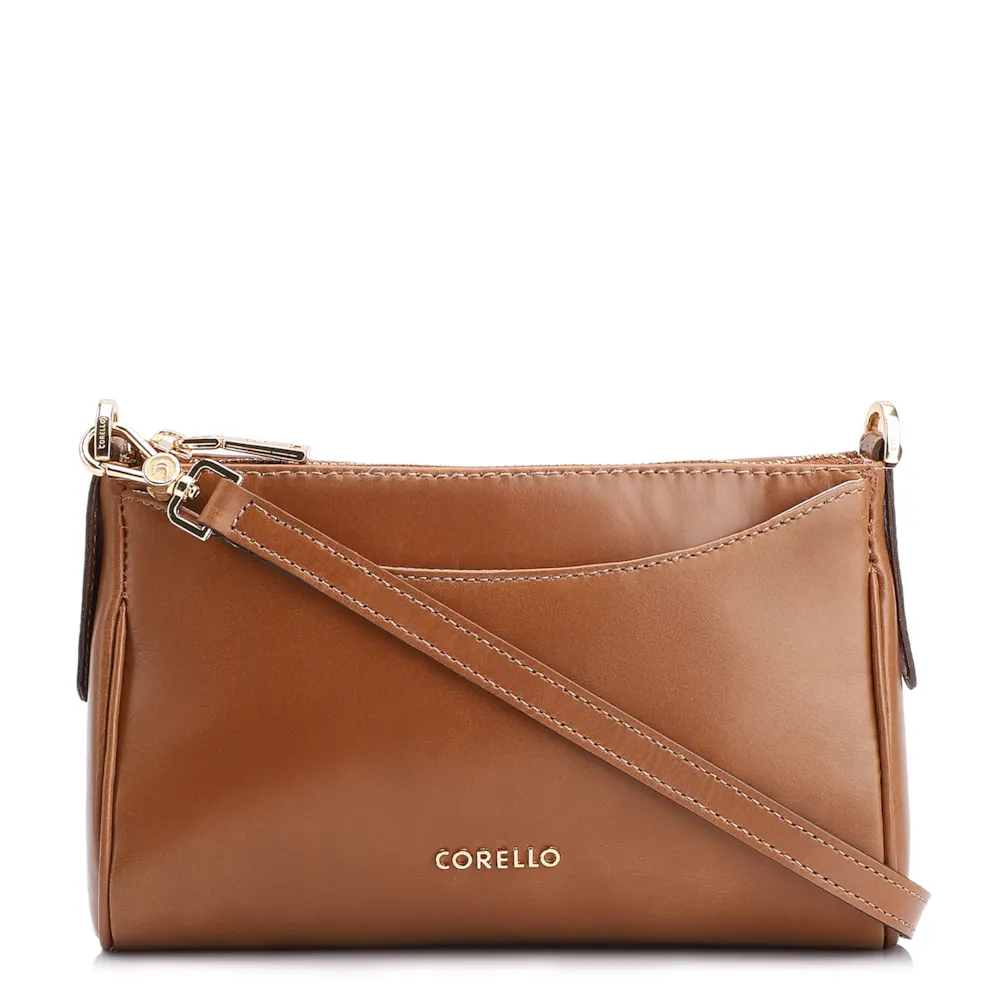 Bolsa Transversal Couro Marrom Claro