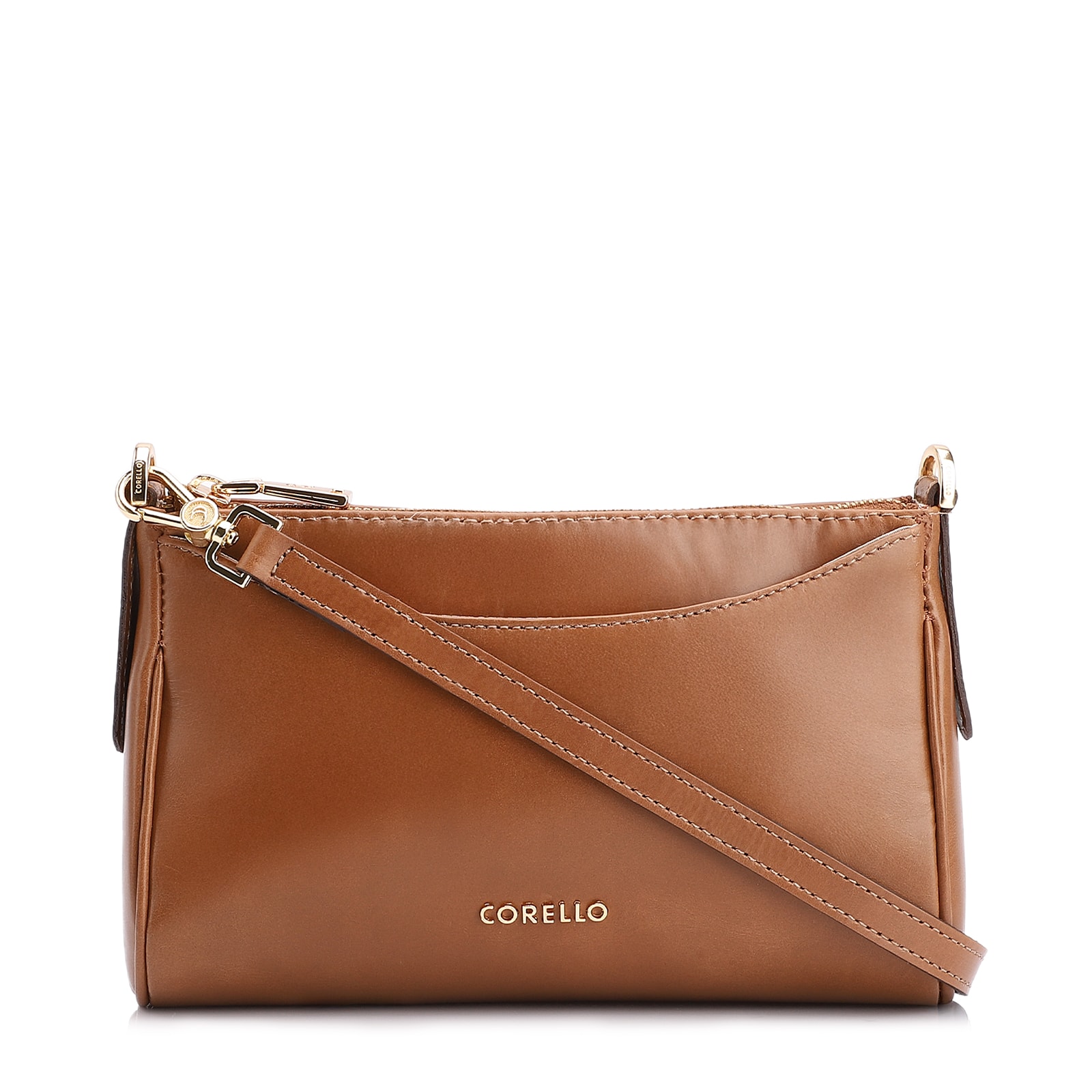 Bolsa Transversal Couro Marrom Claro