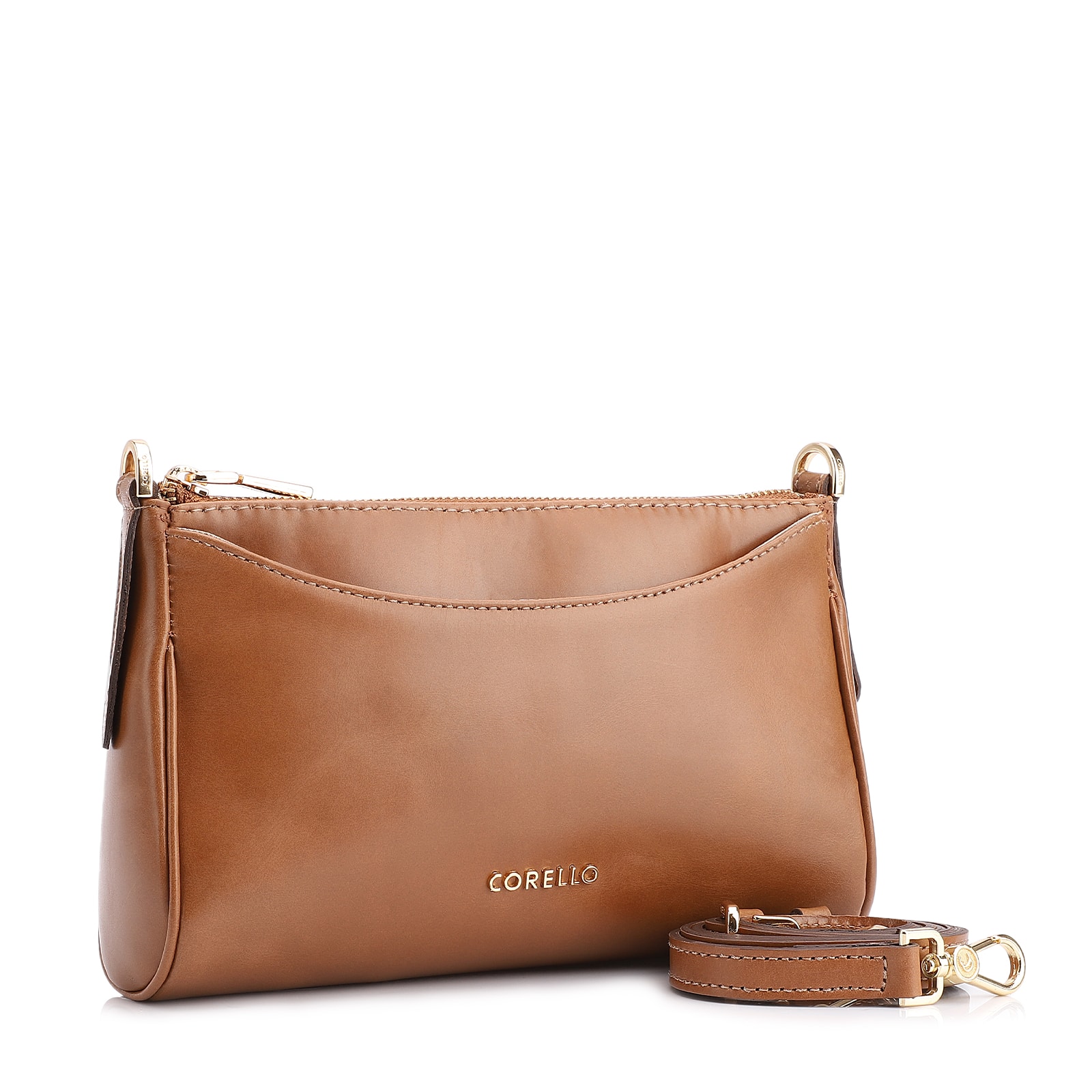 Bolsa Transversal Couro Marrom Claro