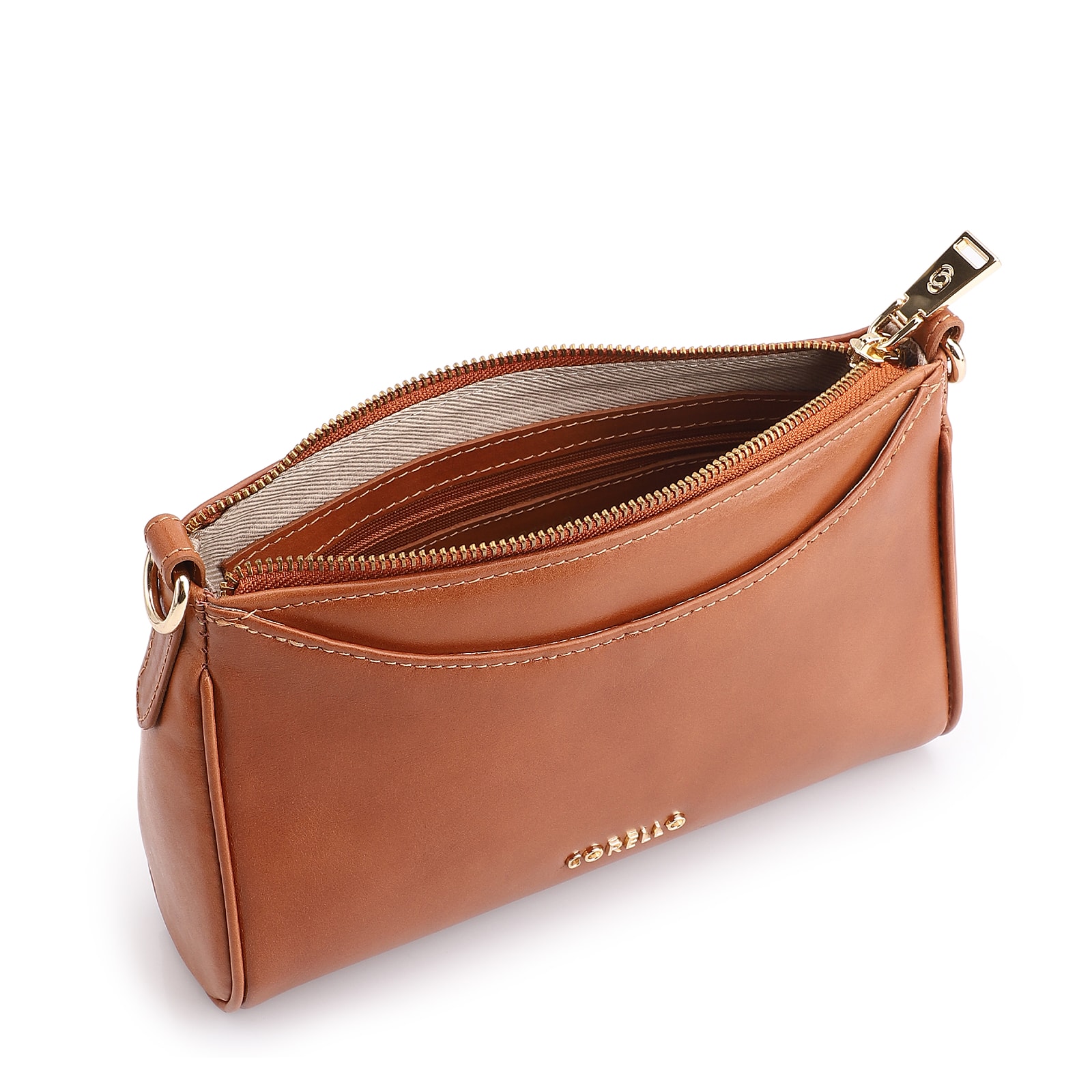 Bolsa Transversal Couro Marrom Claro