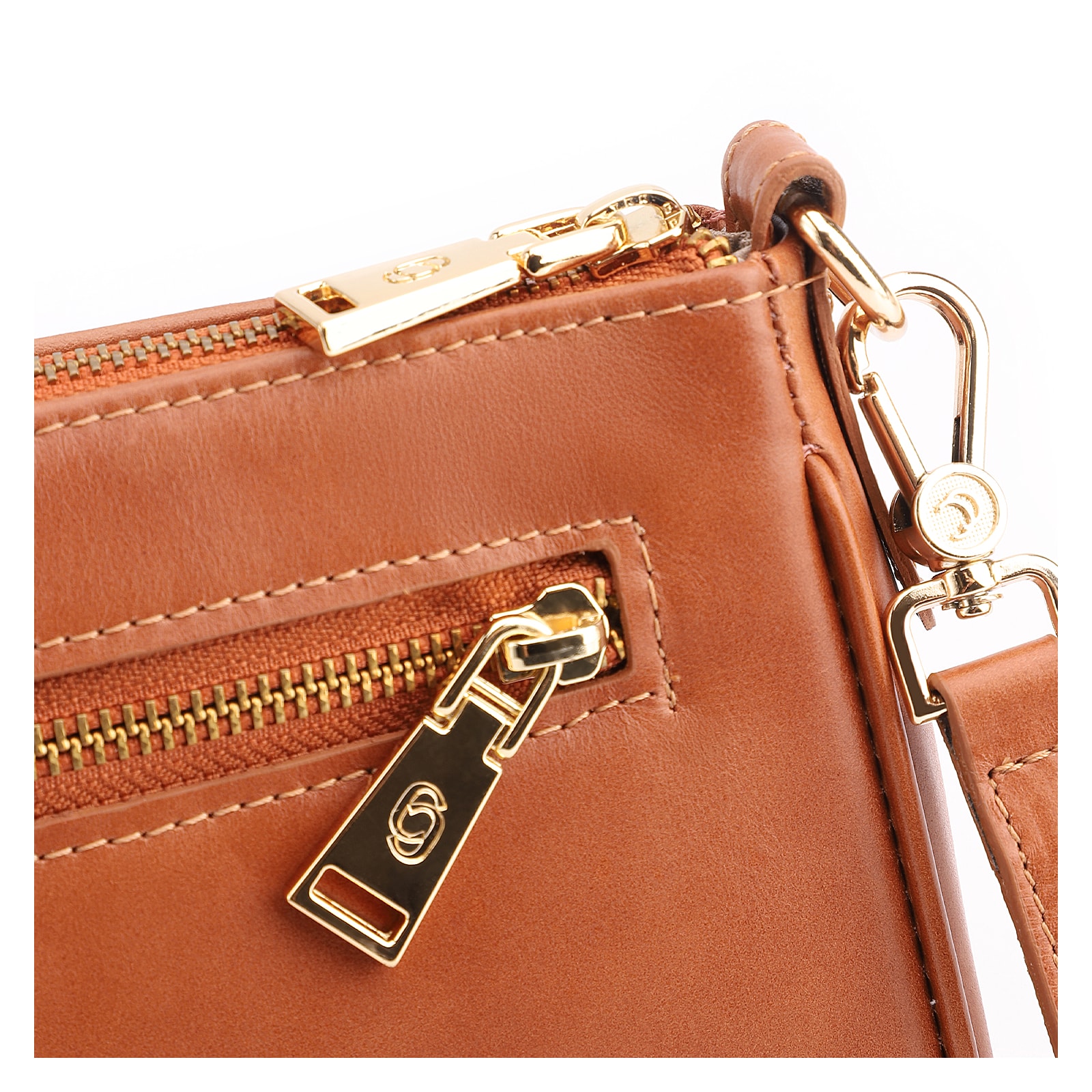 Bolsa Transversal Couro Marrom Claro