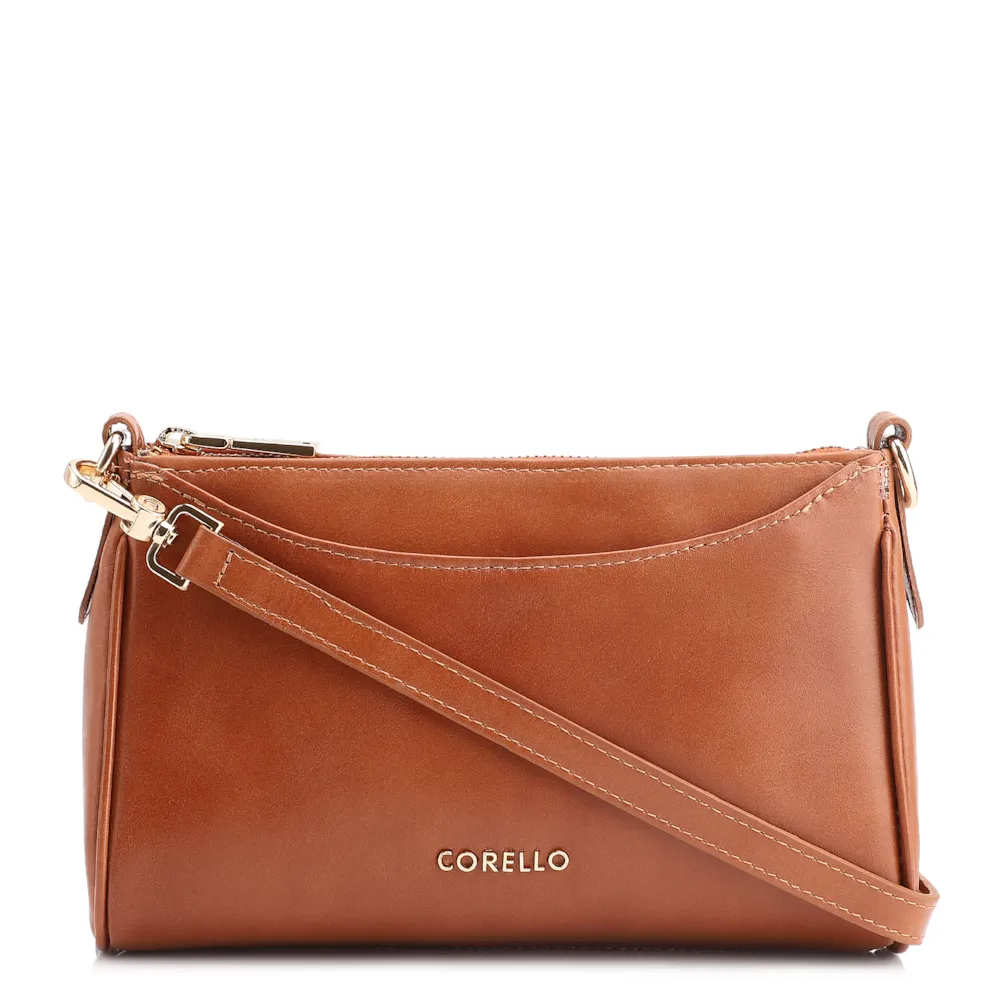 Bolsa Transversal Couro Marrom Claro