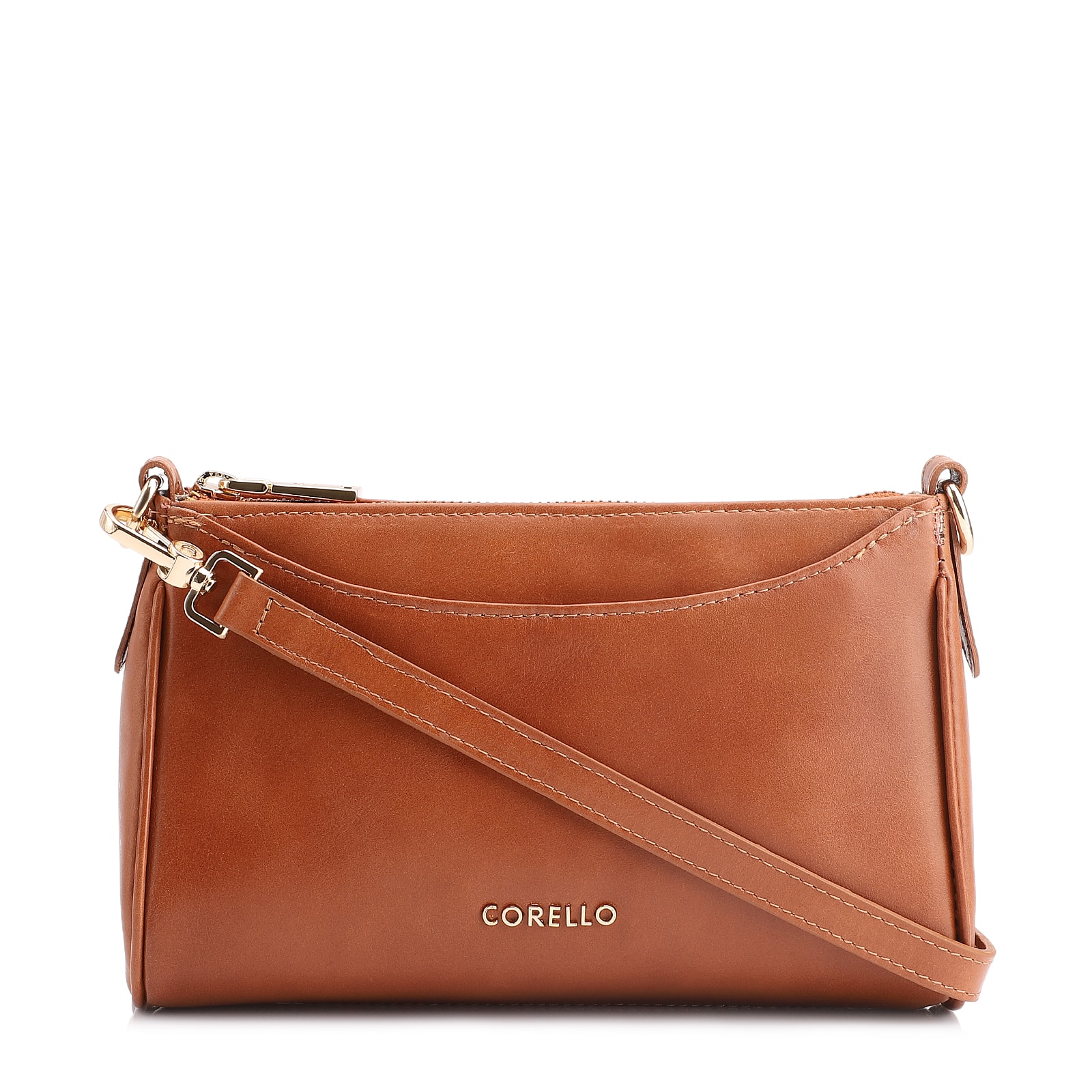 Bolsa Transversal Couro Marrom Claro