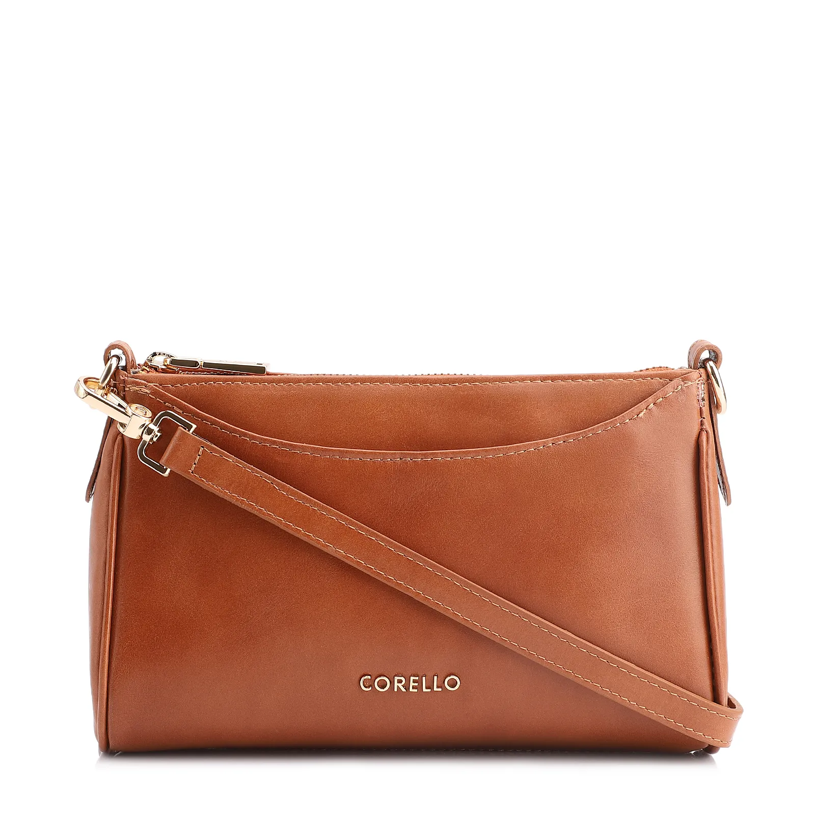 Bolsa Transversal Couro Marrom Claro